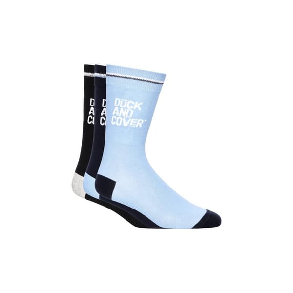 Duck and Cover Mens Drenor Socks (Pack of 3) Blue/Black/Grey 6 UK-11 UK