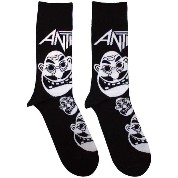 Anthrax Faces Pattern B&W Ankle Socks UK Size 7-11