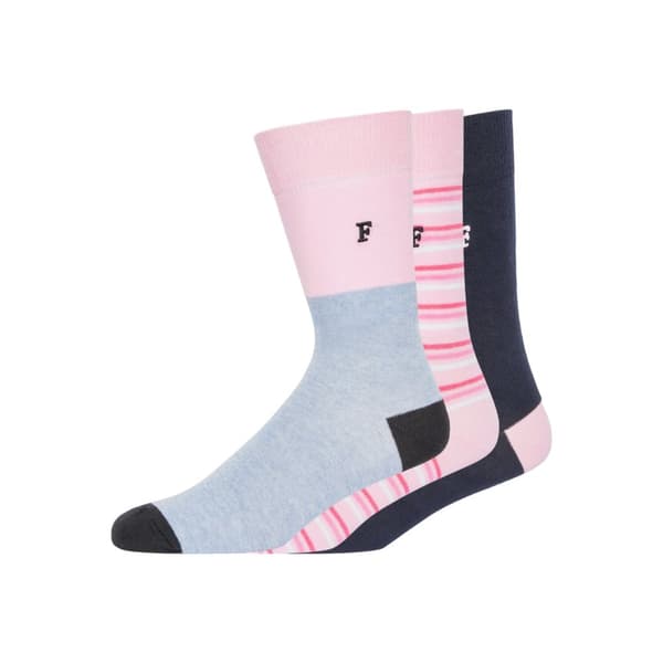 French Connection Unisex Adult Waterfall Assorted Designs Socks (Pack of 3) Pink/Grey/Black One Size