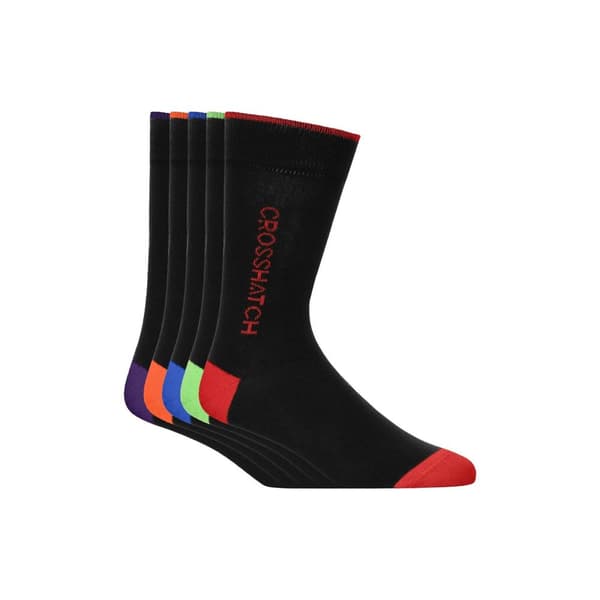 Crosshatch Mens Glowbow Crew Socks (Pack of 5) Black/Multicoloured One Size