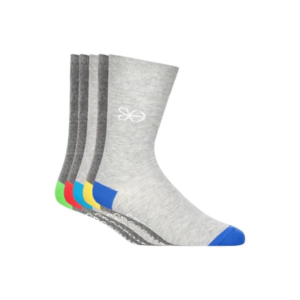 Crosshatch Mens Posical Logo Crew Socks (Pack of 5) Grey/Multicoloured One Size