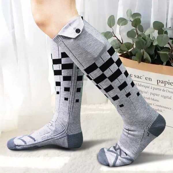 INF Lämmitetyt sukat Instep & Sole -jalkapäälle, 5V-5000mAh akku Grey Checkerboard Style