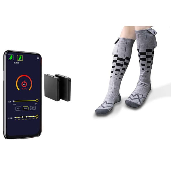 INF Lämmitetyt sukat Instep & Sole -jalkapäälle, 5V-5000mAh akku Grey Checkerboard Style
