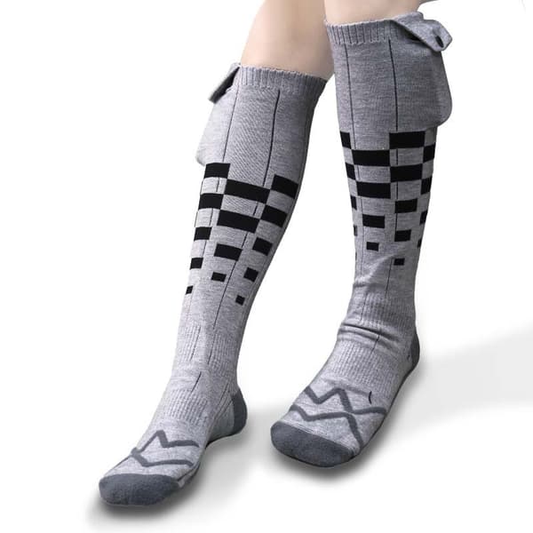 INF Lämmitetyt sukat Instep & Sole -jalkapäälle, 5V-5000mAh akku Grey Checkerboard Style