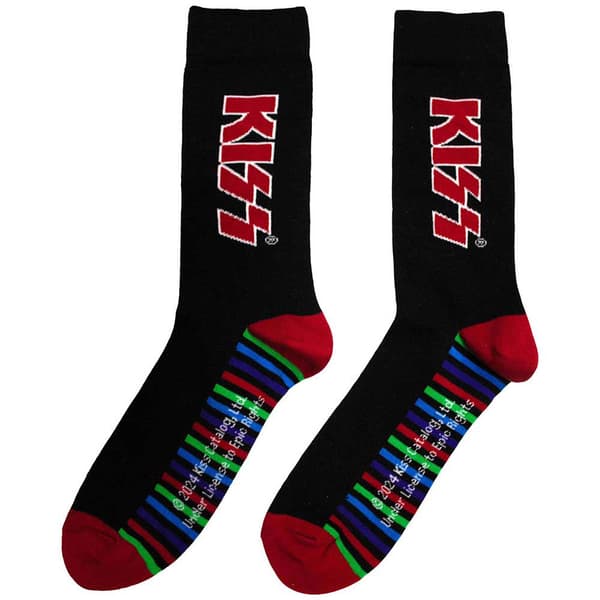 KISS Red Logo And Stripes Ankle Socks UK Size 6-11