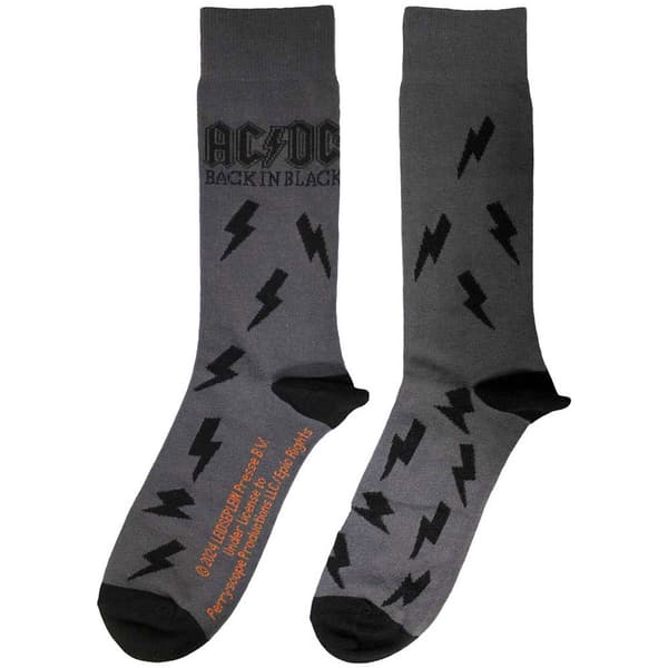 AC/DC Back in Black Bolts Ankle Socks UK Size 6-11
