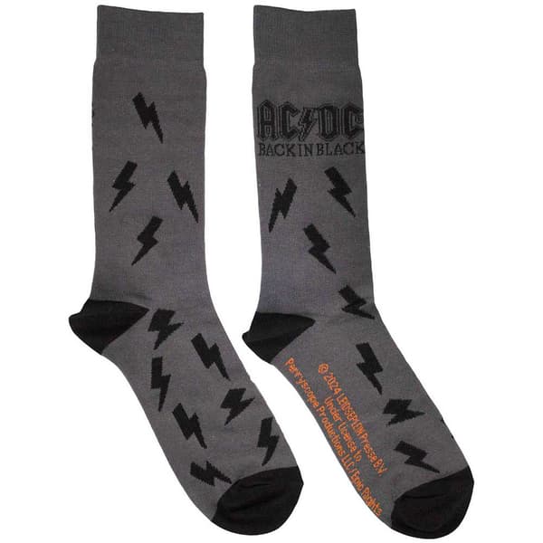 AC/DC Back in Black Bolts Ankle Socks UK Size 6-11