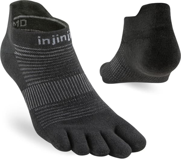 INJINJI RUN ORIGINAL WEIGHT NO-SHOW Black, tåstrumpor löpning Large (44.5-47)
