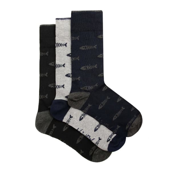 Weird Fish Mens Ronan Bone Socks (Pack of 3) Grey 7 UK-11 UK
