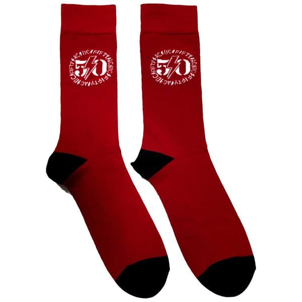 AC/DC Strumpor med 50:e logotypen för Unisex Vuxen Red 6 UK-11 UK