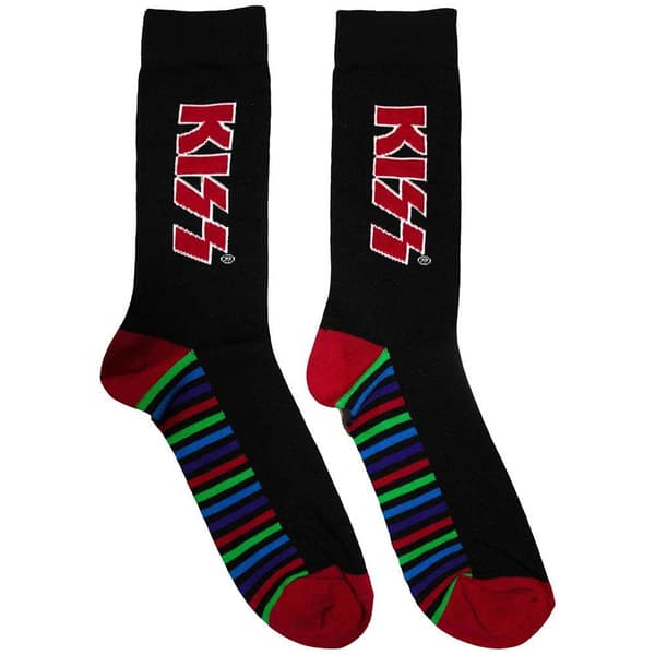 Kiss Unisex Adult Logo Strip Socks Black 6 UK-11 UK