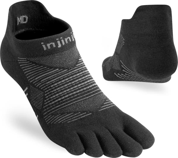 INJINJI RUN LIGHTWEIGHT NO-SHOW Black,  tåstrumpor löpning Medium (40.5-44)