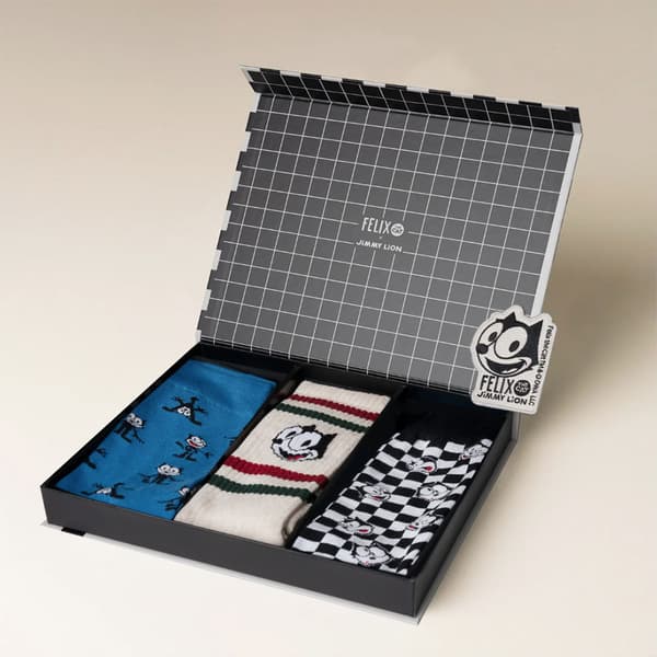 Jimmy Lion Felix The Cat Crewsokker 3 Par Flerfarvet EU 41-46 Mand