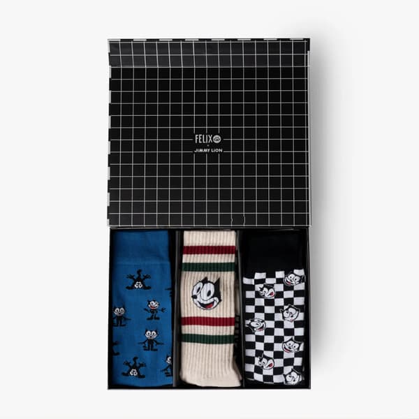 Jimmy Lion Felix The Cat Crewsokker 3 Par Flerfarvet EU 41-46 Mand