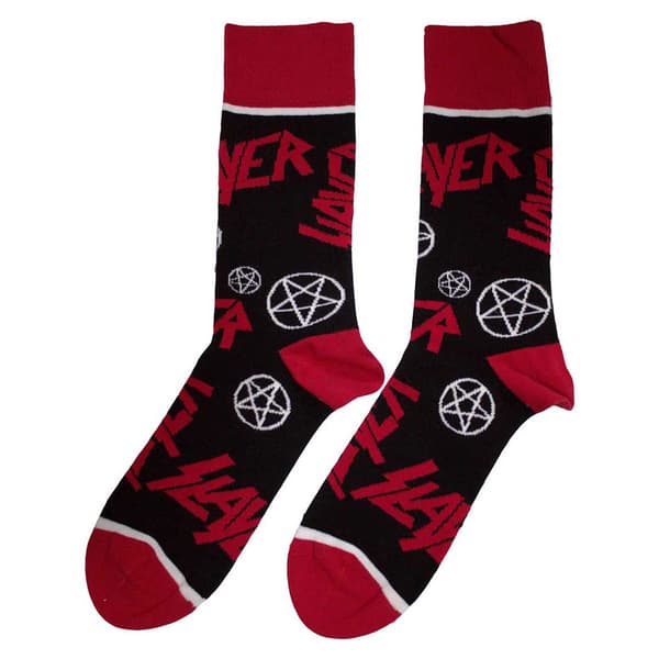 Slayer Band Logo and Pentegram Ankle Socks UK Size 7-11