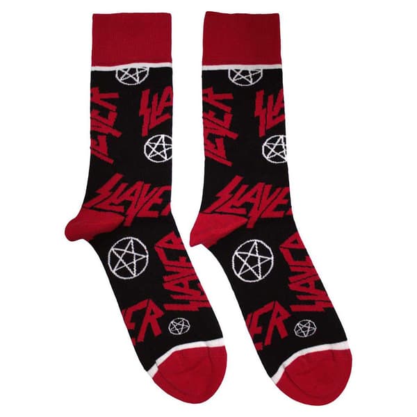 Slayer Band Logo and Pentegram Ankle Socks UK Size 7-11
