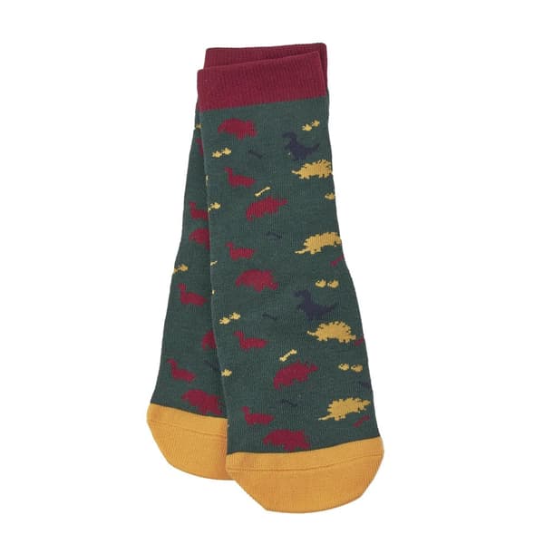 Tikaboo Childrens/Kids Dinosaur Long Length Socks Green/Yellow/Red 8 UK Child-12 UK Child