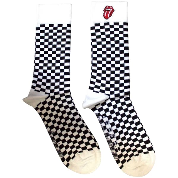 The Rolling Stones Unisex Adult Checked Socks White/Black 7 UK-11 UK