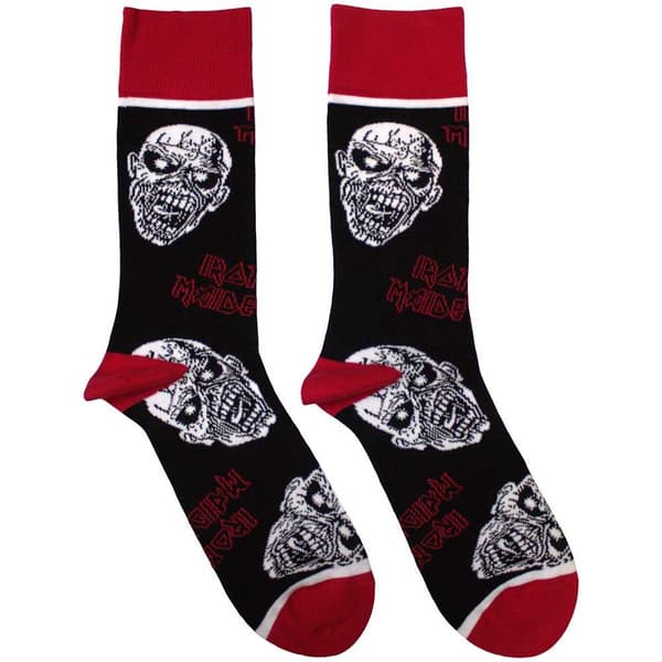 Iron Maiden Unisex Adult Eddie Skulls Socks Black/Red/White 7 UK-11 UK
