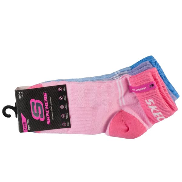 Skechers Mesh Ventilation Quarter Boys and Grils 5PPK Socks SK42055-4130, för Tjej, Strumpor, Rosa Pink 31-34