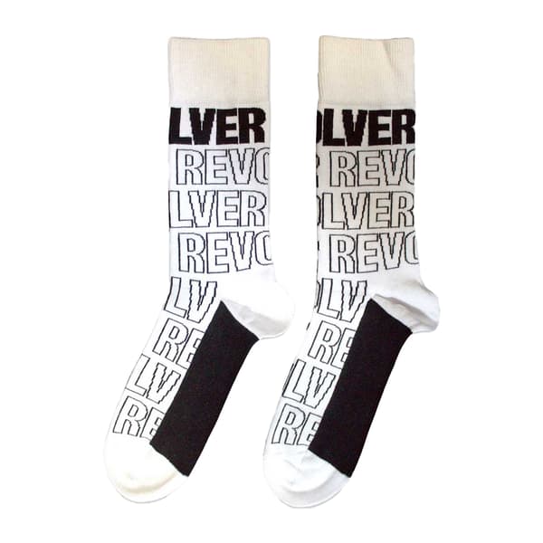 The Beatles Unisex Adult Revolver Text Outlines Repeat Socks