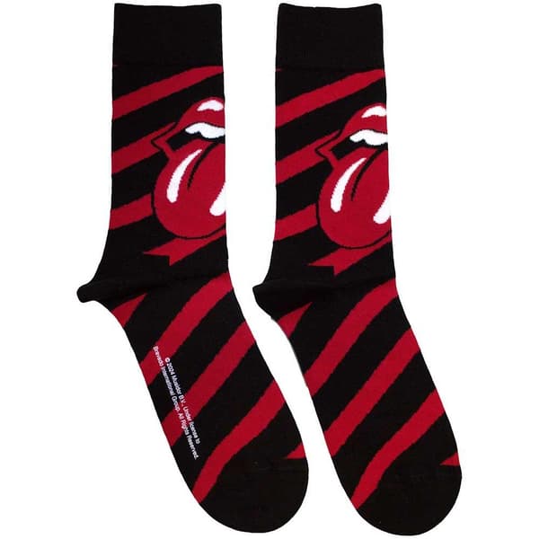 The Rolling Stones Unisex Adult Stripe Socks Black/Red 7 UK-11 UK