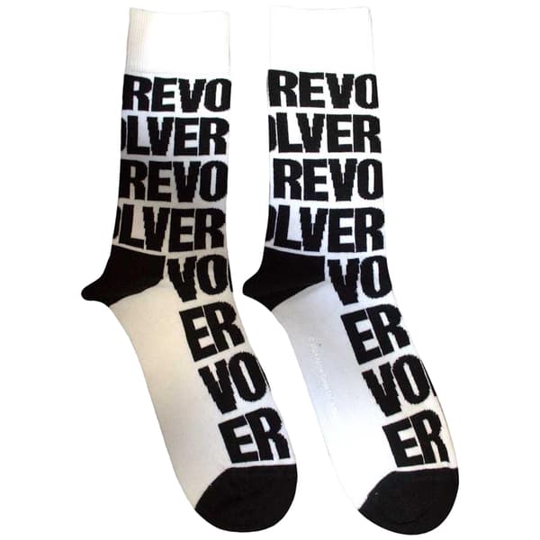 The Beatles Unisex Adult Revolver Repeat Print Socks White/Black 7 UK-11 UK
