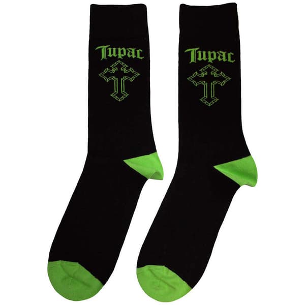 Tupac Green Cross Ankle Socks One Size