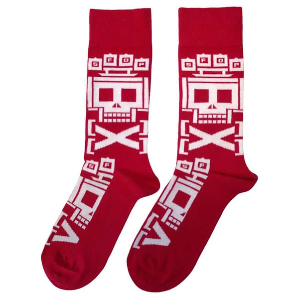 Five Finger Death Punch Pixeled Skull Repeat Ankle Socks One Size