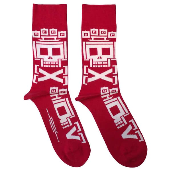Five Finger Death Punch Pixeled Skull Repeat Ankle Socks One Size