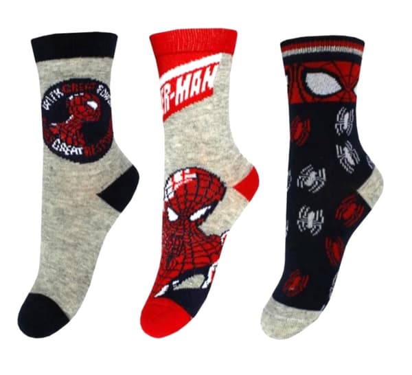 3 kpl Spider-Man-sukat harmaa/sininen