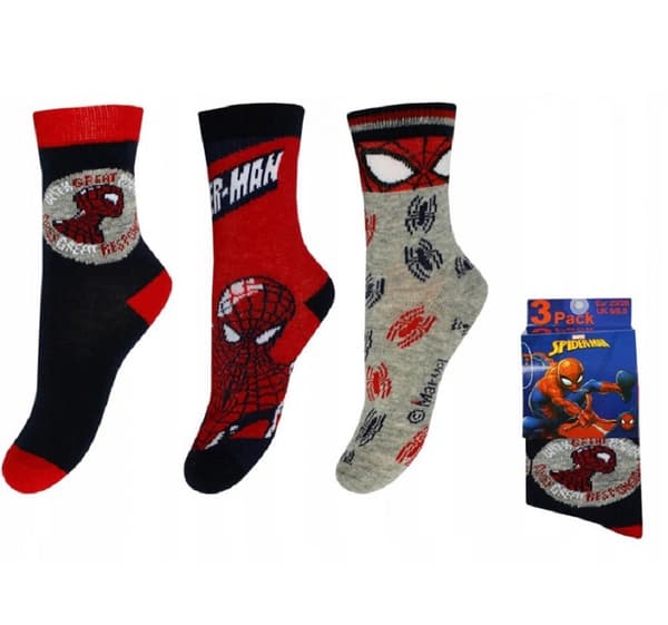 3-pak Spider-Man sokker Grå/Blå/Rød