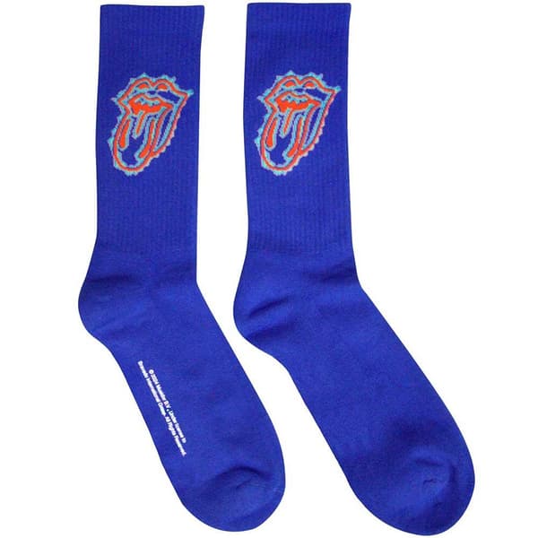 The Rolling Stones Unisex Adult Doodle Tongue Terrycloth Socks Blue 7 UK-11 UK