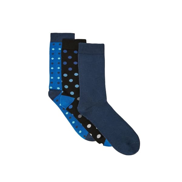 Maine Mens Spot Plain Socks (Pack of 3) Navy One Size