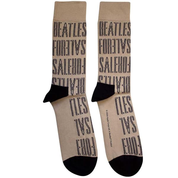 The Beatles Unisex Adult For Sale Text Outlines Repeat Socks Sand 7 UK-11 UK