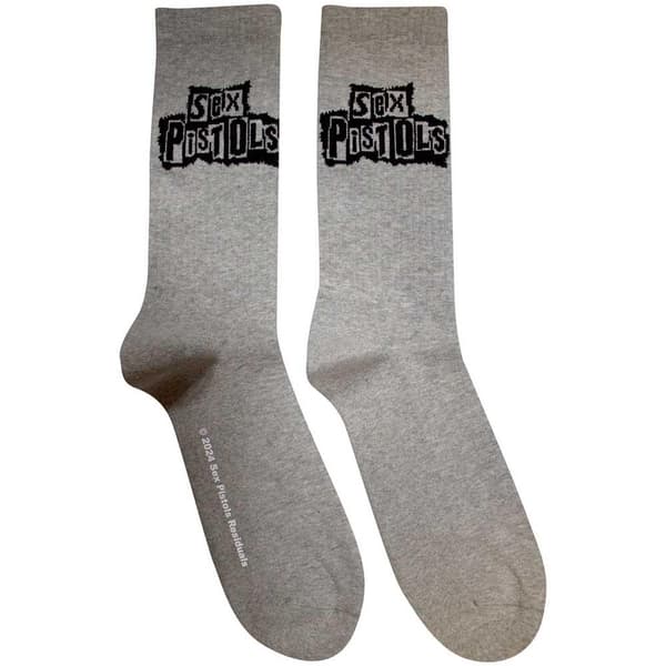 Sex Pistols Unisex Adult Stacked Logo Terrycloth Socks Grey 7 UK-11 UK