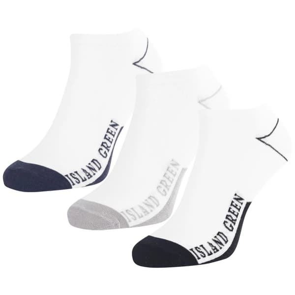 Island Green Mens Logo Trainer Socks (Pack of 3) White/Navy/Grey/Black 6 UK-11 UK