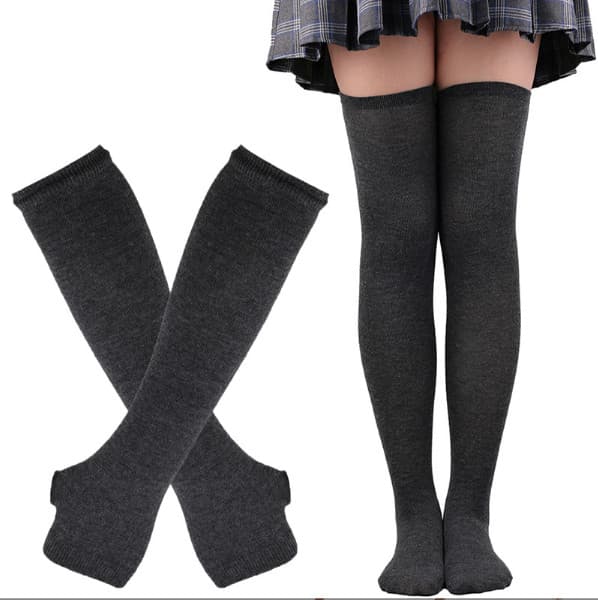 INF Stribet strømper og handsker sæt til cosplay