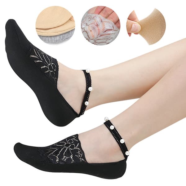 INF Eleganta spetsbåtsockor (2 par) - En storlek passar de flesta