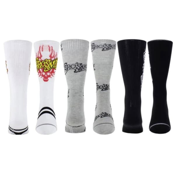 Aerosmith Assorted Crew Socks 3 Pack One Size