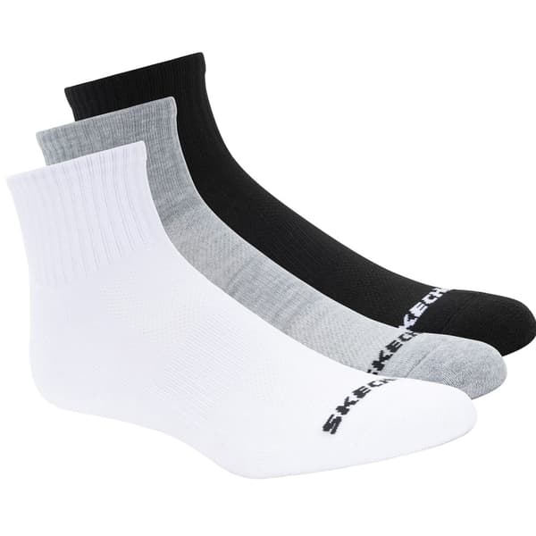 Skechers 3PPK Qtr Crew Socks S114235-BKWG, Unisex, Strumpor, Vit