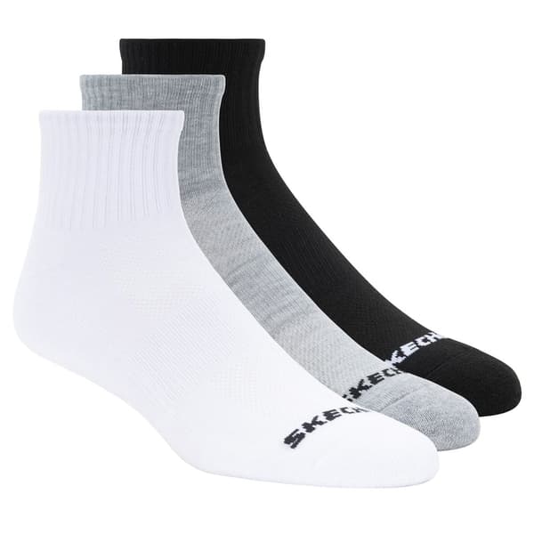 Skechers 3PPK Qtr Crew Socks S114235-BKWG, Unisex, Sokker, Hvid White 43-46
