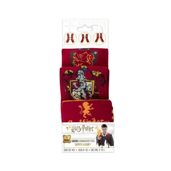 Gryffindor-strumpor - CINEREPLICAS - Set om 3 - Röd - Unisex - Storlek 35-45