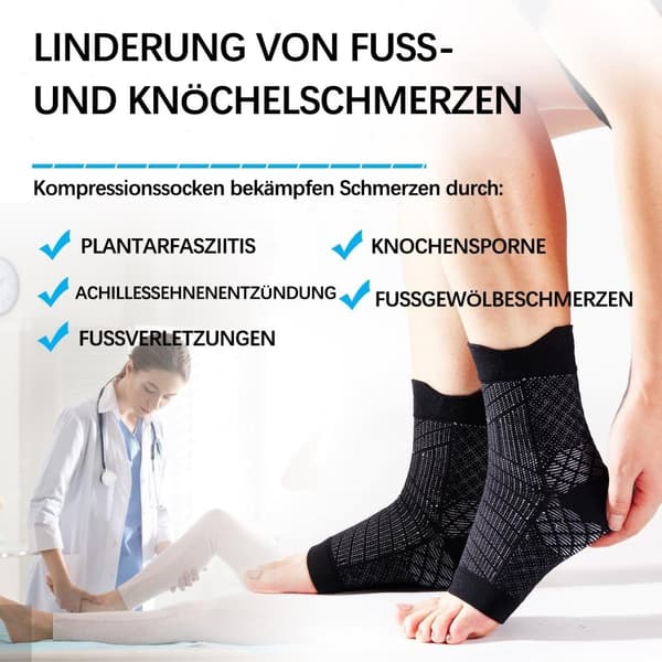 2-par Kompressionsstrumpor, Ankelstöd, Nylon, Andningsbara, Plantarfasciit, Halkfria
