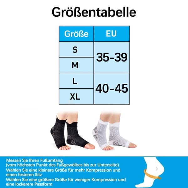 2-par Kompressionsstrumpor, Ankelstöd, Nylon, Andningsbara, Plantarfasciit, Halkfria