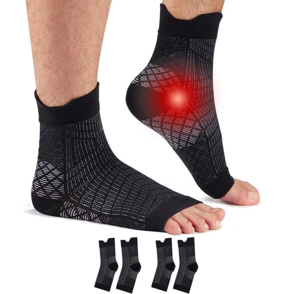 2-Par Kompressionsstrømper, Ankelstøtte, Nylon, Åndbar, Plantar Fasciitis, Skridsikker