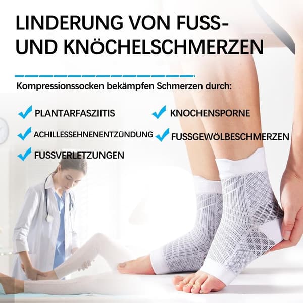 2-Par Kompressionsstrømper, Ankelstøtte, Nylon, Åndbar, Plantar Fasciitis, Skridsikker