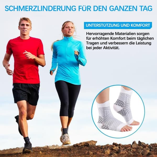 2-Par Kompressionsstrømper, Ankelstøtte, Nylon, Åndbar, Plantar Fasciitis, Skridsikker