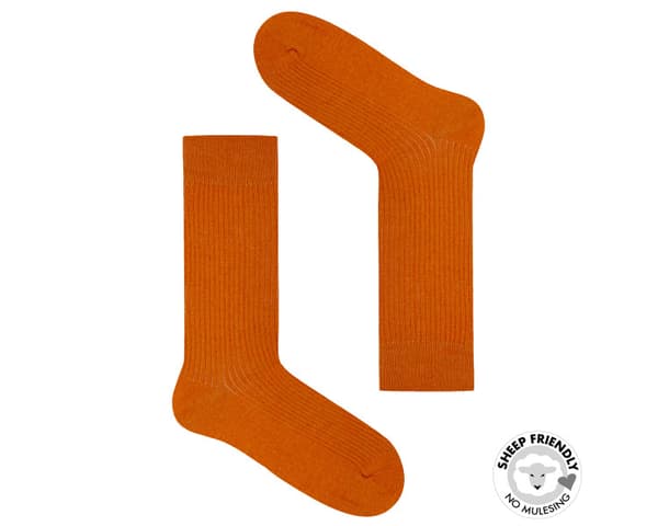 Orangestribede merinouldsokker 41-45