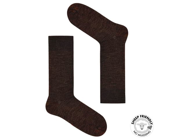 Brunstribede merinouldsokker 41-45